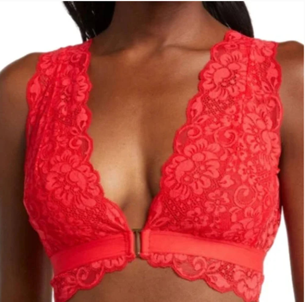 We are‎ HAH Bra Size Medium Got Ur Back Lace & Mesh Lined Siren Red Bralette, M